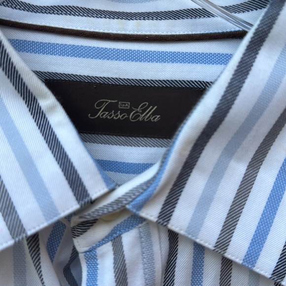 Tosso Elba Slim Fit Striped Men Dress Shirt Long Sleeves Size L - Picture 3 of 5